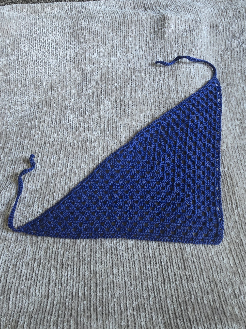 Navy Blue Crochet Bandana Headscarf for Women Handmade